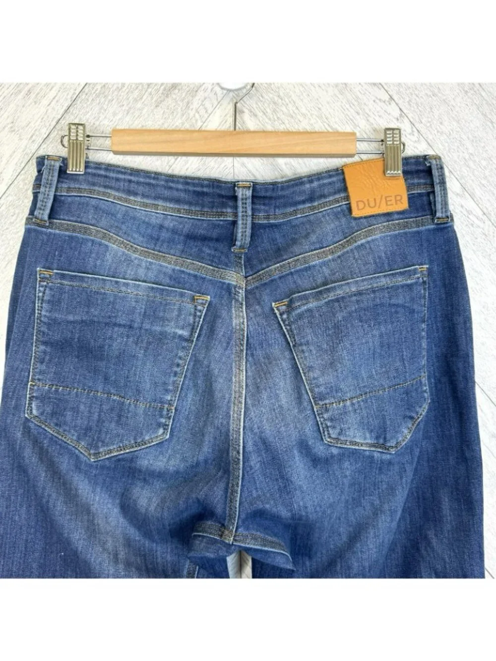 DU/ER Duer Jeans L2X Relaxed Taper Blue Denim Mens Size 34x33